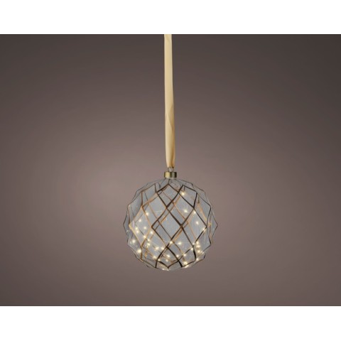 ORNAMENTO VETRO 40 LED ORO D.19 2